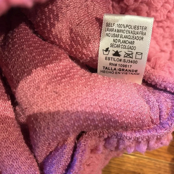 ShineStar Fushia pink plush Teddy Fuzzy Sherpa half zip Sweatshirt Sz L - Picture 7 of 15
